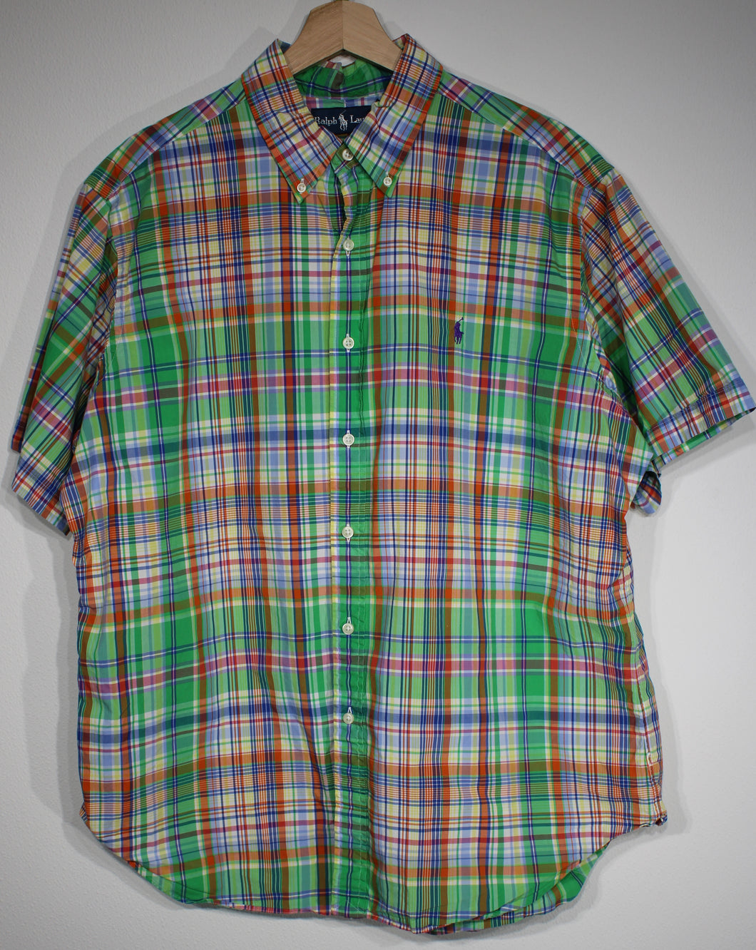 Vintage Polo Ralph Lauren Plaid Short Sleeve Button Up Shirt sz XL