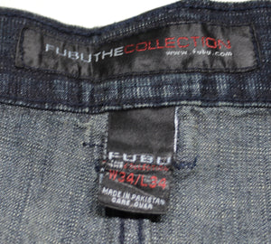 Vintage FUBU Leather Patch Jeans sz 34 New w/ Tags