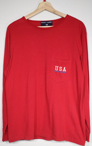 Vintage Polo Sport USA Pocket Long Sleeve Tshirt sz L