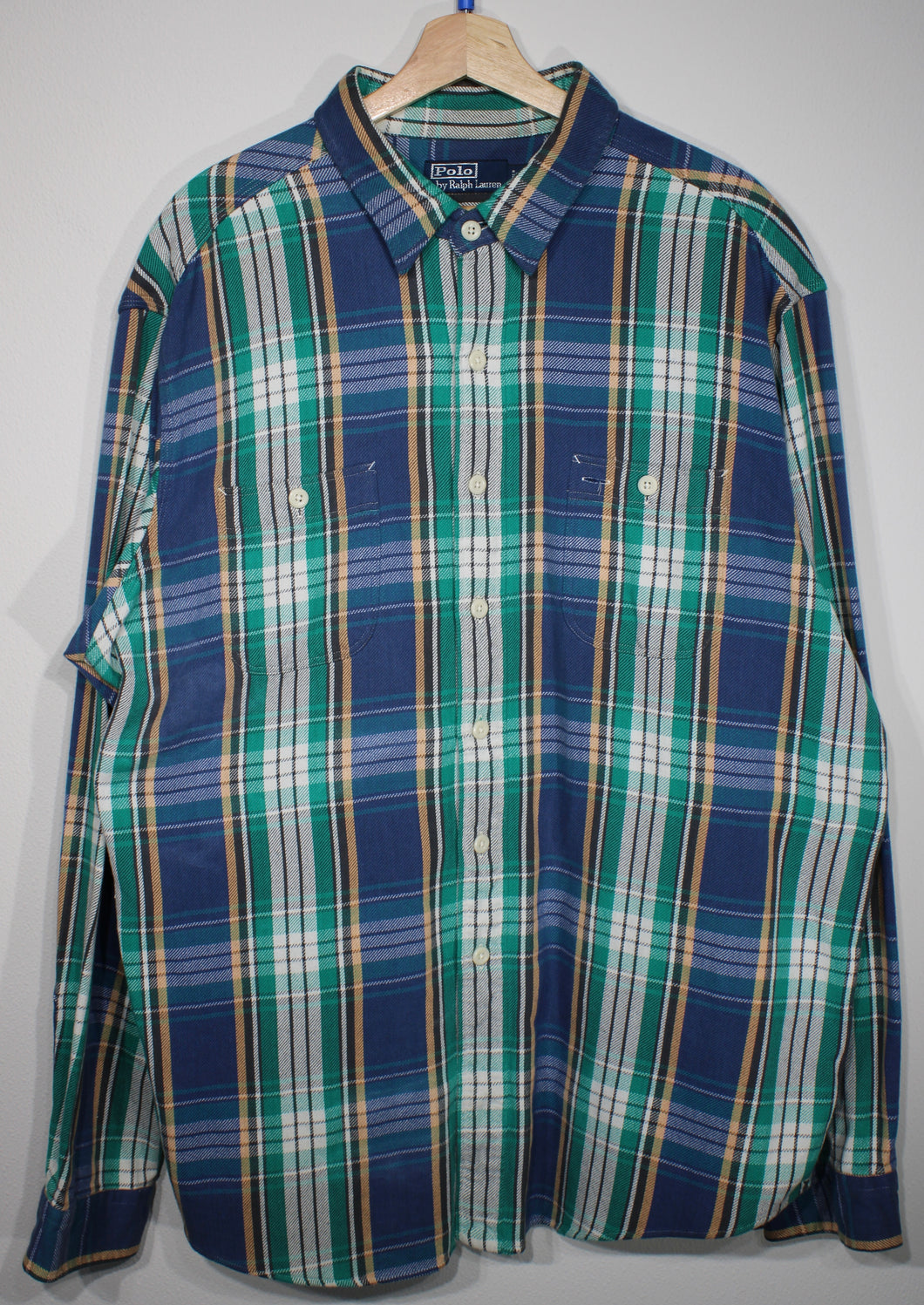 Vintage Polo Ralph Lauren Blue Flannel Shirt sz 2XL