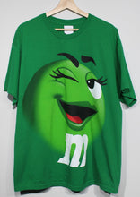 Load image into Gallery viewer, Vintage Green M&amp;M Face T-shirt sz XL