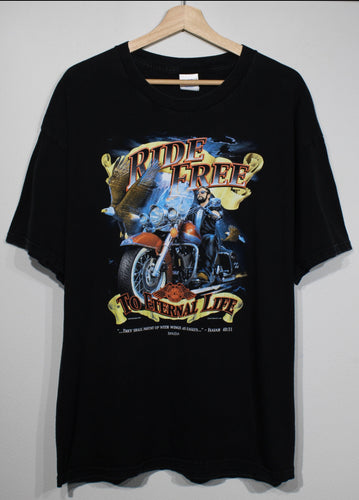 Vintage Ride Free to Eternal Life Biker Tshirt sz XL