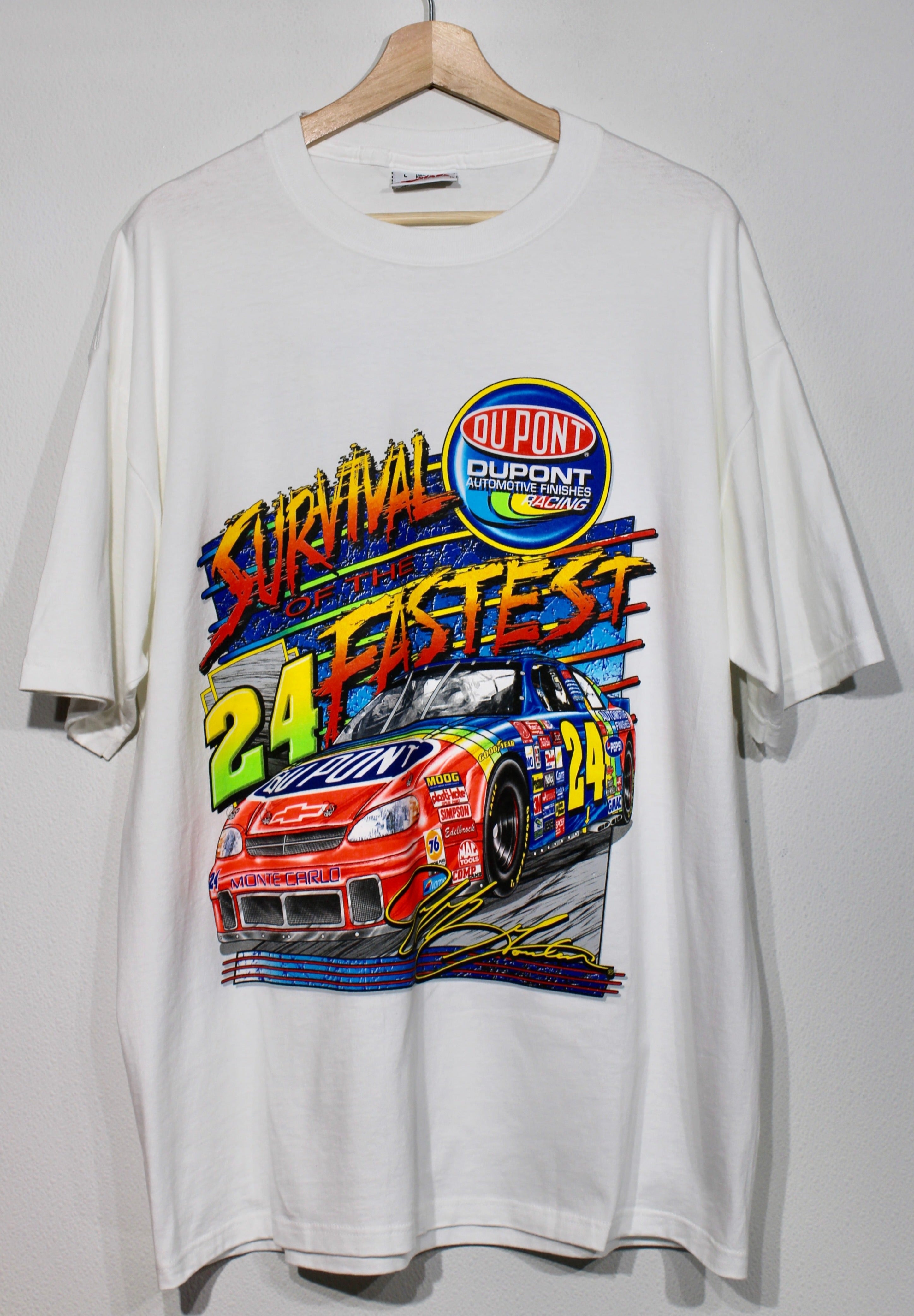 Vintage Jeff Gordon DuPont Racing Double Sided T-shirt sz L (fits